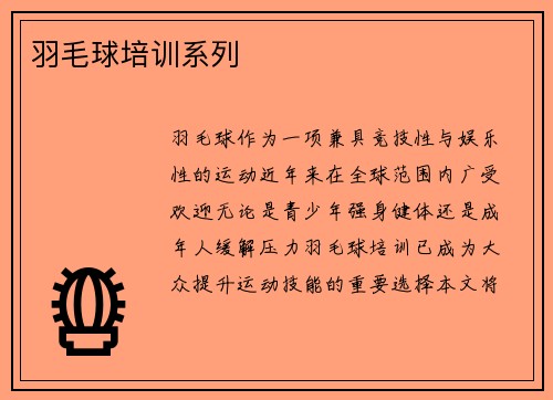 羽毛球培训系列